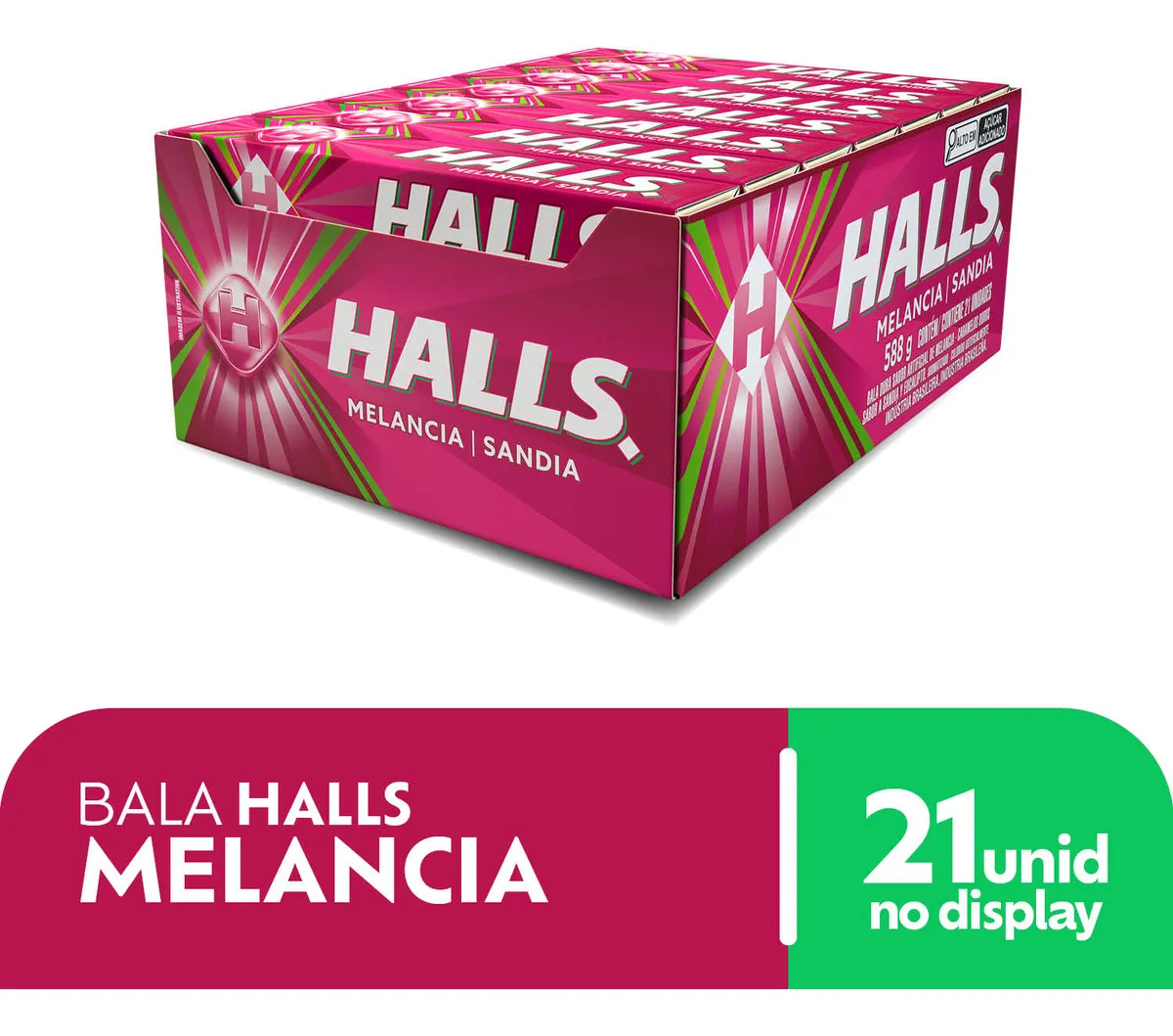 Halls Melancia - Caixa com 21 unidades