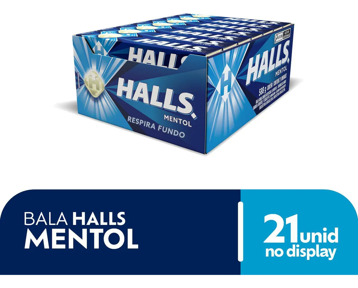 Halls Mentol - Caixa com 21 unidades