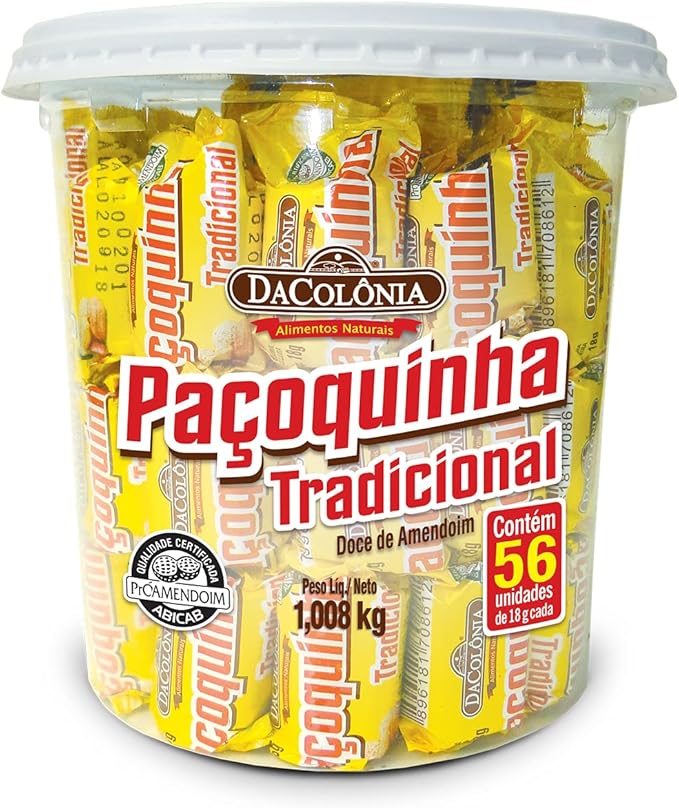 Paçoca 56 Unidades - Pote 1,008kg