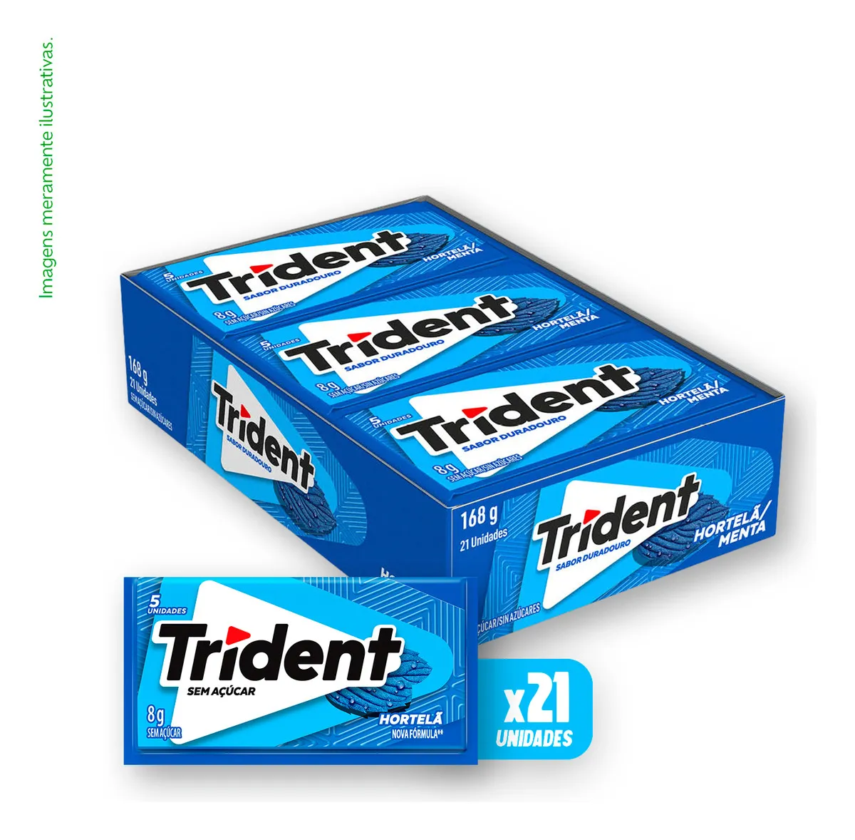 Trident Hortelã - Caixa com 21 unidades