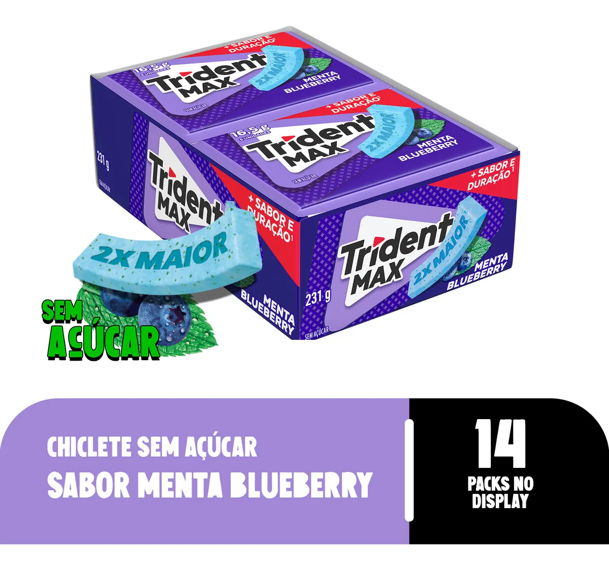 Trident Max Blueberry - Caixa com 14 unidades
