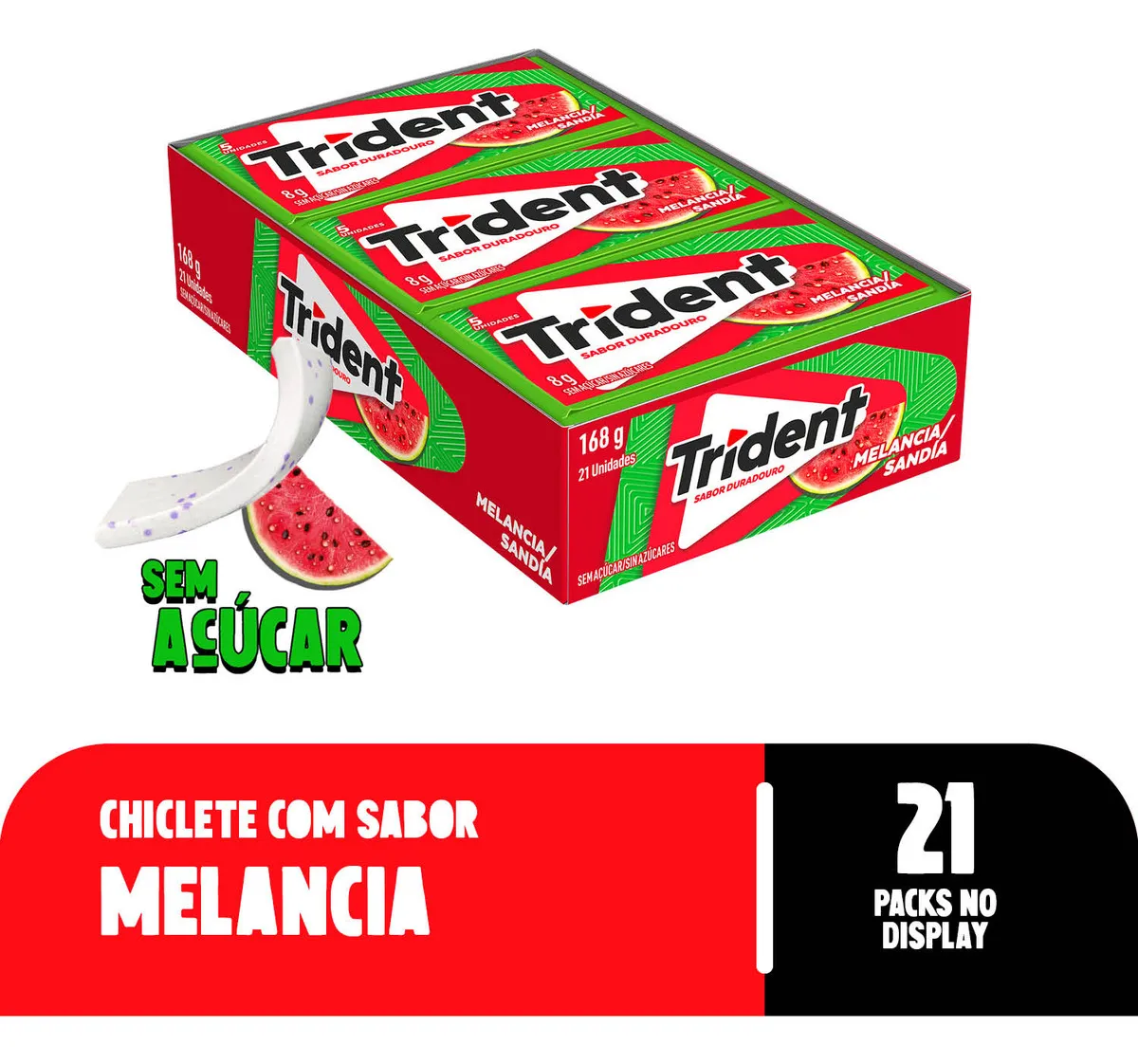 Trident Melancia - Caixa com 21 unidades