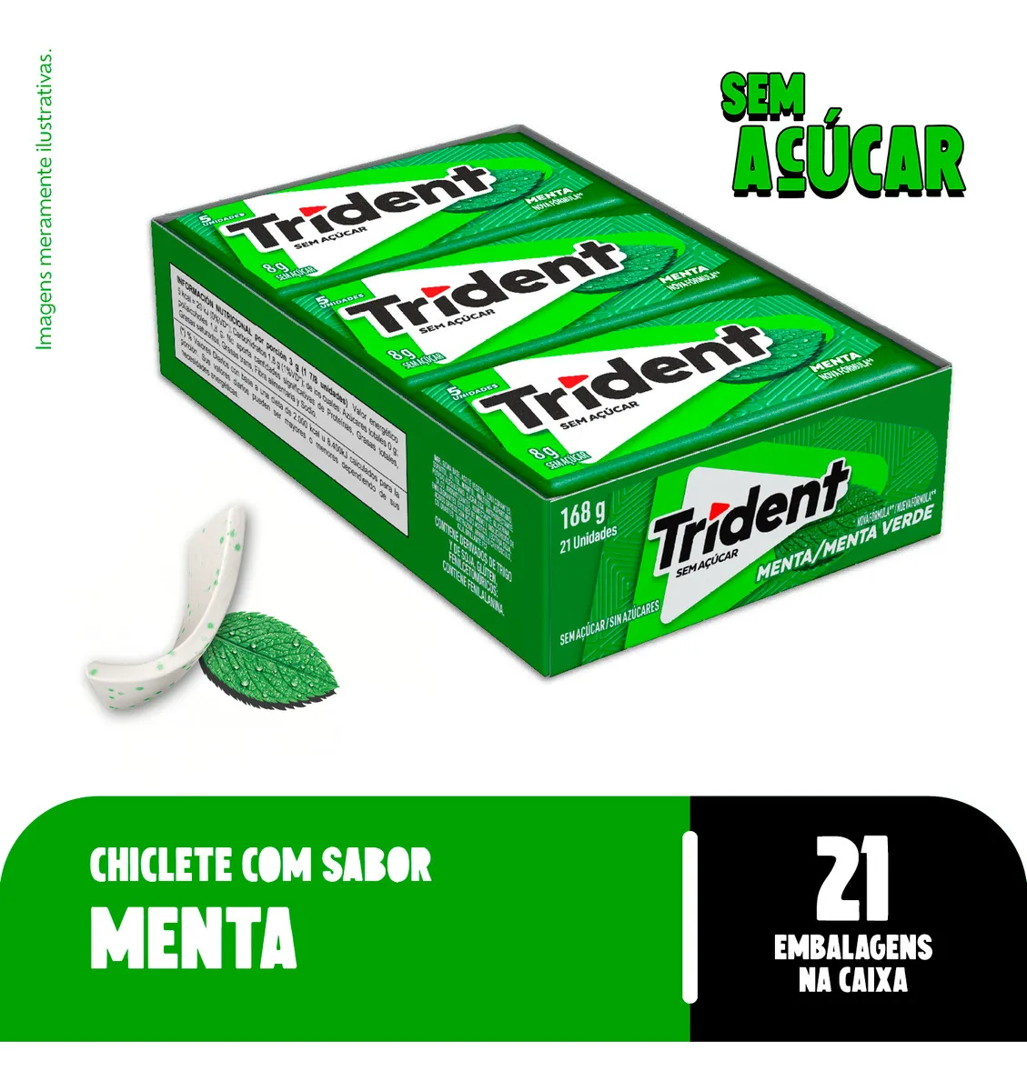 Trident Menta - Caixa com 21 unidades